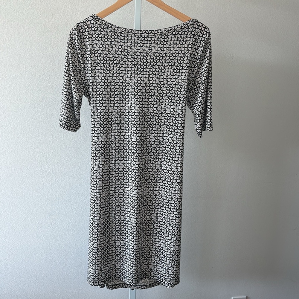 VTG 90s KBS Dress M Side Tie Mod Mini Ruched Stretch Parisian Quiet Luxury Y2K - Picture 9 of 13
